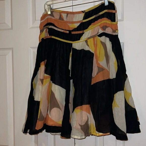 French Connection multi color Abstract print cotton Flare  skirt size 6 - Picture 9 of 11
